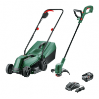  BOSCH EasyMower 18V-32-200 akumuliatorinė žoliapjovė 1x4 Ah + trimeris EasyGrasscut 18V-26 